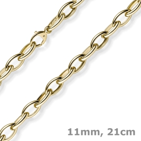 11mm spitz-oval Armband Armkette Armschmuck aus 585 Gold Gelbgold 21cm