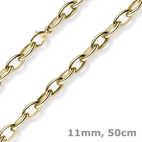 11mm spitz-oval Kette Halskette Collier aus 585 Gold Gelbgold 50cm