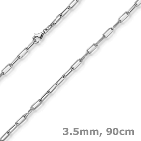 3,5mm Paper Clip Anker weit Kette Collier Halskette aus 585 Gold Weißgold 90cm