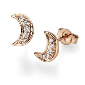 Paar Ohrstecker Mond aus 585 Gold Rotgold mit 10 Diamanten 0,12ct. TW-SI Paar Ohrstecker Mond aus 585 Gold Rotgold mit 10 Diamanten 0,12ct. TW-SI