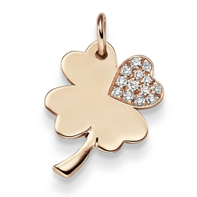 Anhänger Kleeblatt 585 Gold Rotgold mit 13 Diamanten 0,11ct. TW-SI