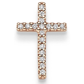 Anhänger Kreuz 16,5x10,5mm 585 Gold Rotgold mit 17 Diamanten 0,12ct. TW-SI Anhänger Kreuz 16,5x10,5mm 585 Gold Rotgold mit 17 Diamanten 0,12ct. TW-SI