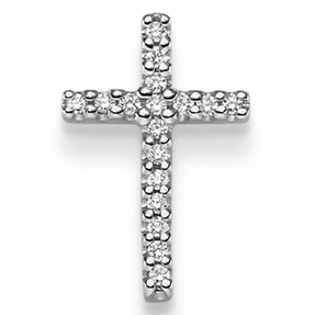 Anhänger Kreuz 16,5x10,5mm 585 Gold Weißgold mit 17 Diamanten 0,12ct. TW-SI Anhänger Kreuz 16,5x10,5mm 585 Gold Weißgold mit 17 Diamanten 0,12ct. TW-SI
