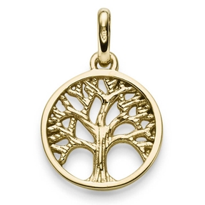 Anhänger Amulett Baum Lebensbaum aus 585 Gold Gelbgold 23x14,5mm