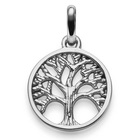 Anhänger Amulett Baum Lebensbaum aus 585 Gold Weißgold 23x14,5mm