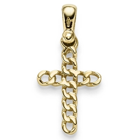 Anhänger Kreuz 23x11,5mm aus 585 Gold Gelbgold Panzerkette-Muster