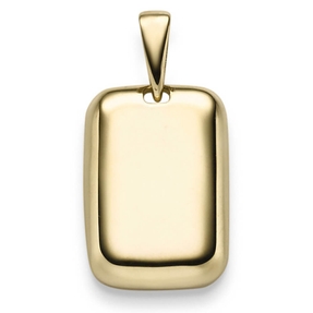 Gravurplatte Anhänger Rechteck 12x18mm für Gravur 585 Gold Gelbgold schlicht