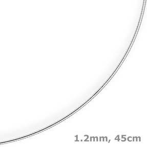 1,2mm Halsreif Omegareif Omegakette Collier 750 Gold Weißgold, rund, 45cm