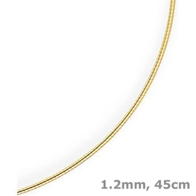 1,2mm Halsreif Omegareif Omegakette Collier 750 Gold Gelbgold, rund, 45cm