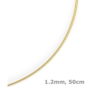 1,2mm Halsreif Omegareif Omegakette Collier 750 Gold Gelbgold, rund, 50cm