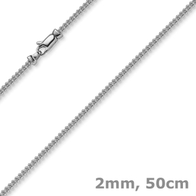 2mm Franco Kette Halskette Collier aus 585 Gold Weißgold massiv 50cm