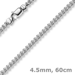4,5mm Franco Kette Halskette Collier aus 750 Gold Weißgold massiv 60cm