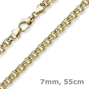 7mm Garibaldi Kette Halskette aus 585 Gold Gelbgold massiv 55cm
