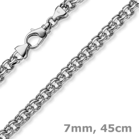 7mm Garibaldi Kette Halskette aus 585 Gold Weißgold massiv 45cm