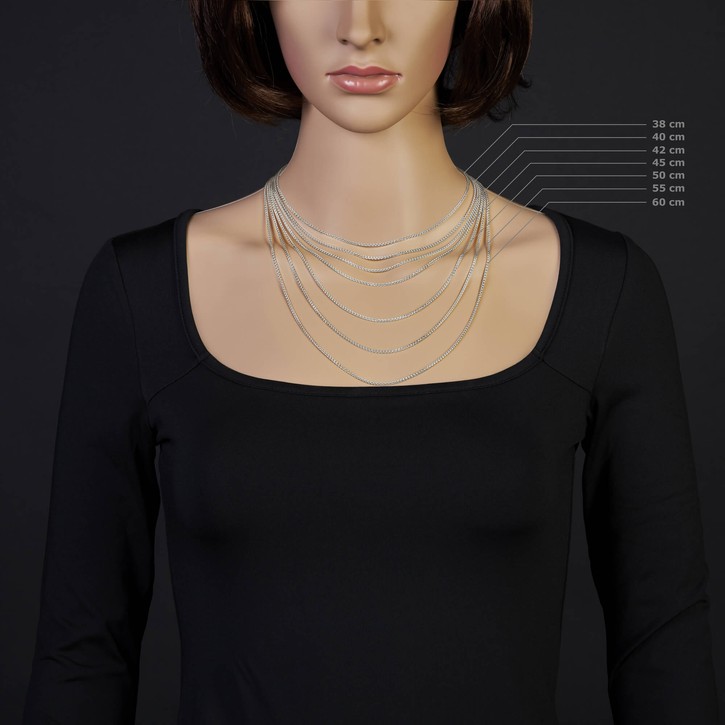 1.5mm Zopfkette aus 750 Weißgold 38cm