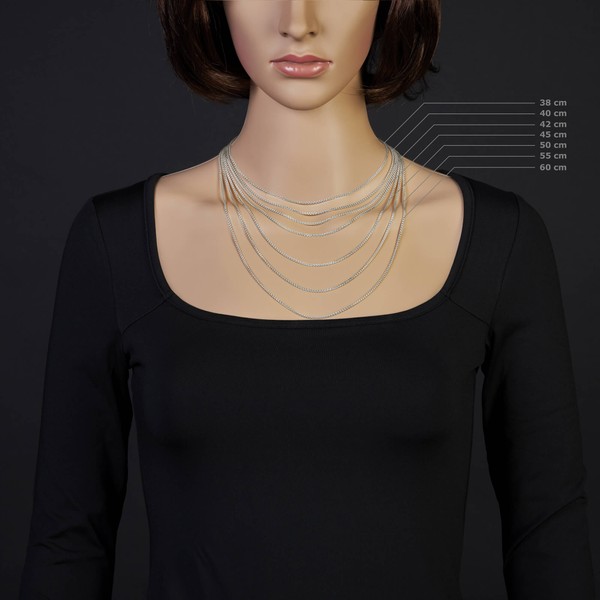1.5mm Zopfkette aus 750 Weißgold 38cm