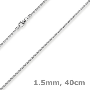 1,5mm Zopfkette Kette Collier aus 750 Gold Weißgold, Goldkette, 40cm