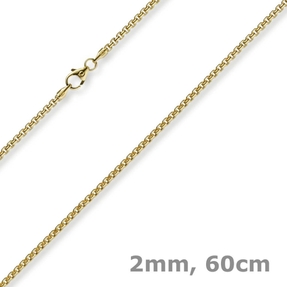2mm Venezianerkette rund 750 Gold Gelbgold Kette Collier Halskette 60cm Damen 2mm Venezianerkette rund 750 Gold Gelbgold Kette Collier Halskette 60cm Damen