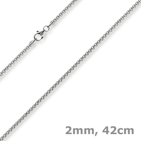 2mm Venezianerkette rund 750 Gold Weißgold Kette Collier Halskette 42cm Damen