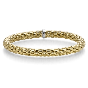 Lotus-Armband Armreif Armschmuck elastisch 6mm 750 Gold Gelbgold für Damen