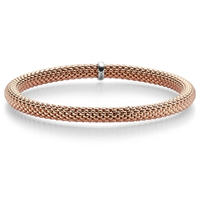 Himbeer-Armband Armreif Armschmuck elastisch 5mm 585 Gold Rotgold für Damen