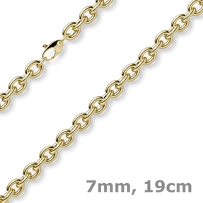 7mm Armband Armkette Rundankerkette aus 585 Gold Gelbgold 19cm