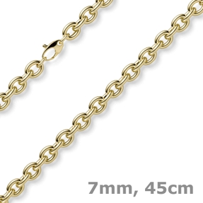 7mm Kette Collier Rundankerkette aus 585 Gold Gelbgold 45cm