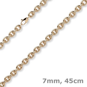 7mm Kette Collier Rundankerkette aus 585 Gold Rotgold 45cm