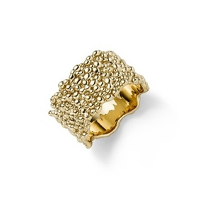 Breiter Ring Damenring aus 585 Gold Gelbgold Fingerring gewellt 11mm breit