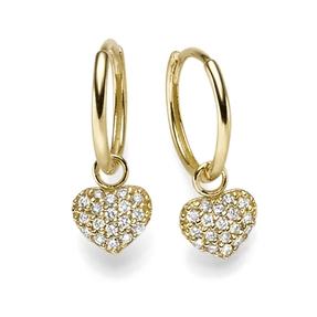 Creolen mit Einhänger Herz Herzchen 585 Gelbgold 36 Diamanten 0,18 Ct TW-SI