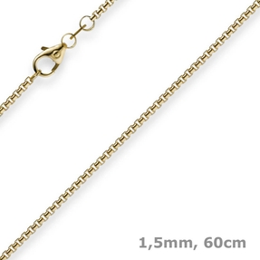 1,5mm Venezianerkette aus 750 Gold Gelbgold Kette Collier Halskette rund 60cm