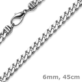 6mm Panzerkette Kette Collier aus 585 Gold Weißgold massiv 45cm Goldkette