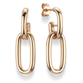 Paar Paperclip Creolen Ohrhänger Hängerstecker 30x11,5mm aus 585 Gold Rotgold