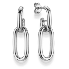Paar Paperclip Creolen Ohrhänger Hängerstecker 30x11,5mm aus 585 Gold Weißgold