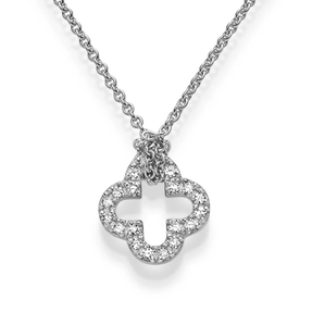 Anhänger Kleeblatt 10,5mm aus 585 Gold Weißgold 20 Brillanten 0.19ct TW-SI Anhänger Kleeblatt 10,5mm aus 585 Gold Weißgold 20 Brillanten 0.19ct TW-SI