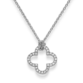Anhänger Kleeblatt 15,5mm aus 585 Gold Weißgold 32 Brillanten 0.32ct TW-SI Anhänger Kleeblatt 15,5mm aus 585 Gold Weißgold 32 Brillanten 0.32ct TW-SI