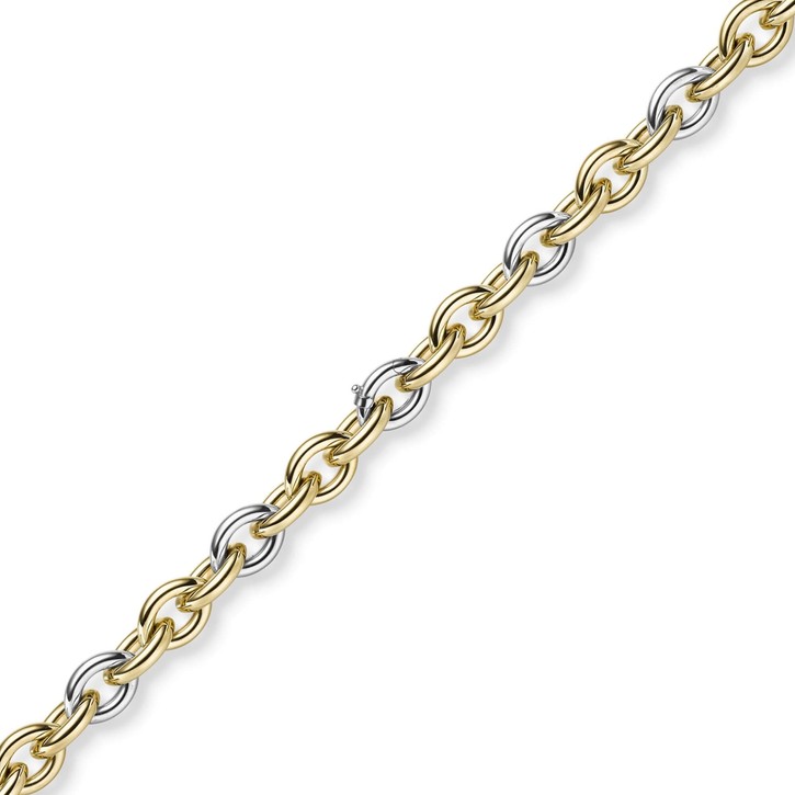 14mm Phantasiekette aus 585 Gold gelb weiß 50cm