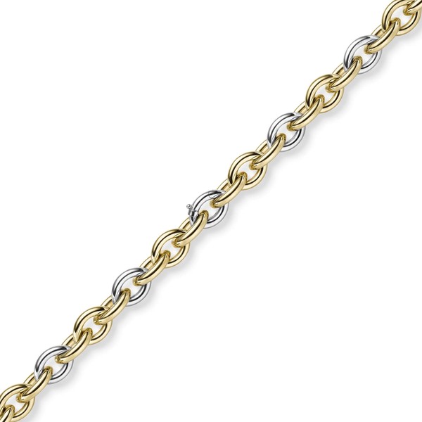 14mm Phantasiekette aus 585 Gold gelb weiß 50cm