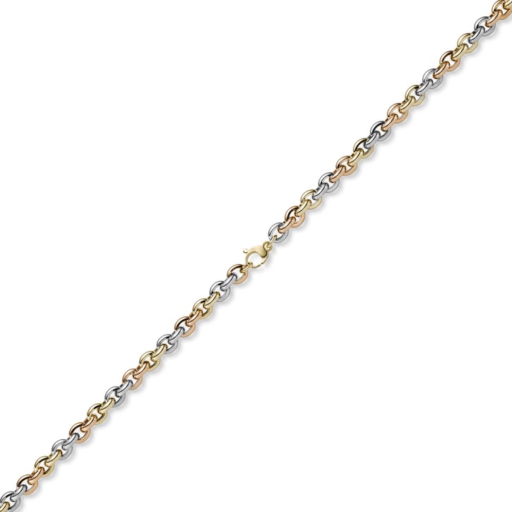 8.5mm Rundankerkette aus 585 Gold gelb rot weiß 50cm