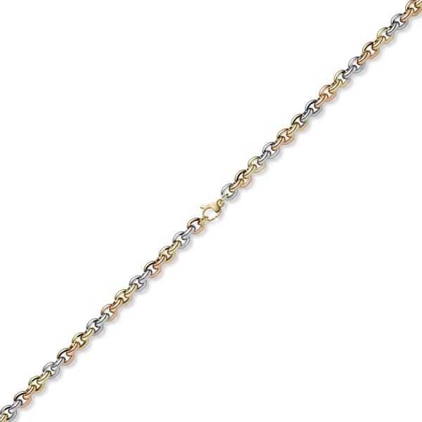 8.5mm Rundankerkette aus 585 Gold gelb rot weiß 50cm