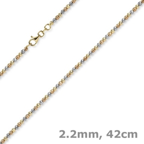 2,2mm Kugelkette Halskette aus 585 Gold gelb/rot/weiß tricolor diamantiert 42cm 2,2mm Kugelkette Halskette aus 585 Gold gelb/rot/weiß tricolor diamantiert 42cm