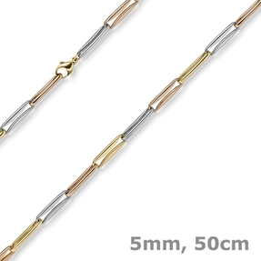 5mm Phantasiekette Halskette Collier aus 585 Gold tricolor gelb/rot/weiß 50cm