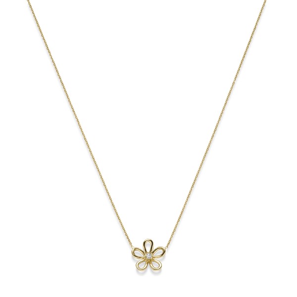 Collier Blume aus 585 Gold mit Brillant 0.07ct TW-SI