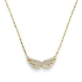 Collier Flügel aus 585 Gold Gelbgold mit 42 Diamanten 0.21ct TW-SI 42-45cm Collier Flügel aus 585 Gold Gelbgold mit 42 Diamanten 0.21ct TW-SI 42-45cm