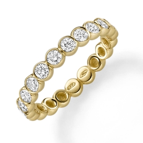 Halbmemory-Ring Damenring aus 585 Gold Gelbgold mit 11 Diamanten 0.62ct TW-SI