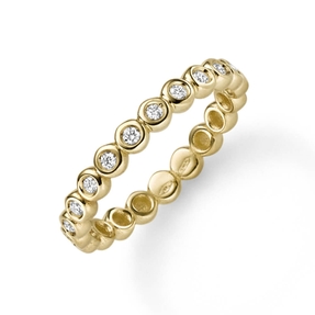 Halbmemory-Ring Damenring aus 585 Gold Gelbgold mit 11 Diamanten 0.15ct TW-SI