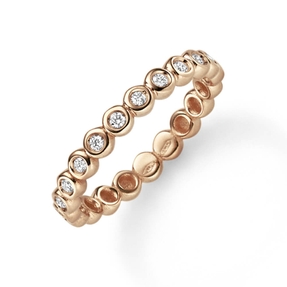 Halbmemory-Ring Damenring aus 585 Gold Rotgold mit 11 Diamanten 0.15ct TW-SI