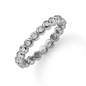 Halbmemory-Ring Damenring aus 585 Gold Weißgold mit 11 Diamanten 0.15ct TW-SI