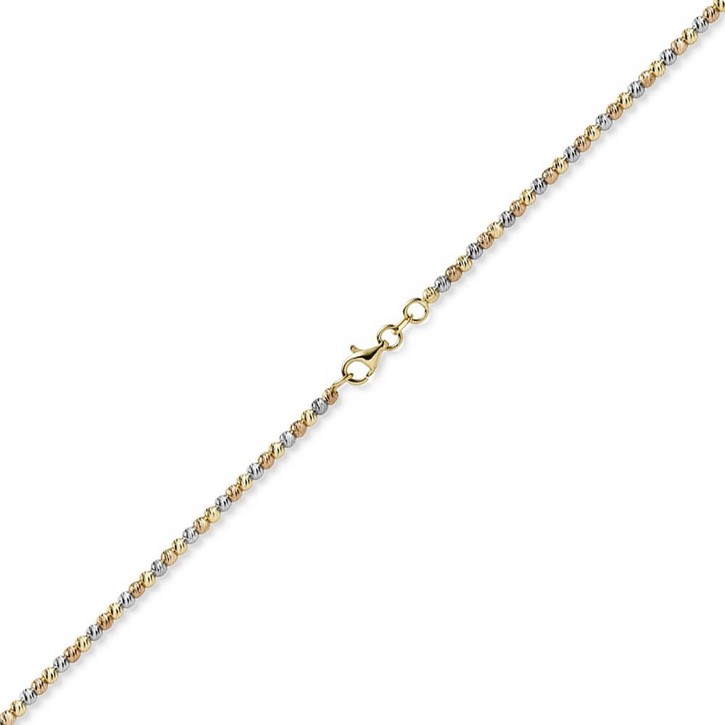 2.2mm Kugelarmband aus 750 Gold tricolor 21cm