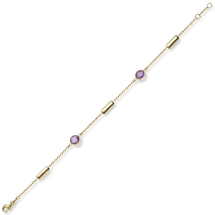 Armband aus 585 Gelbgold mit Amethyst lila violett 18-19cm